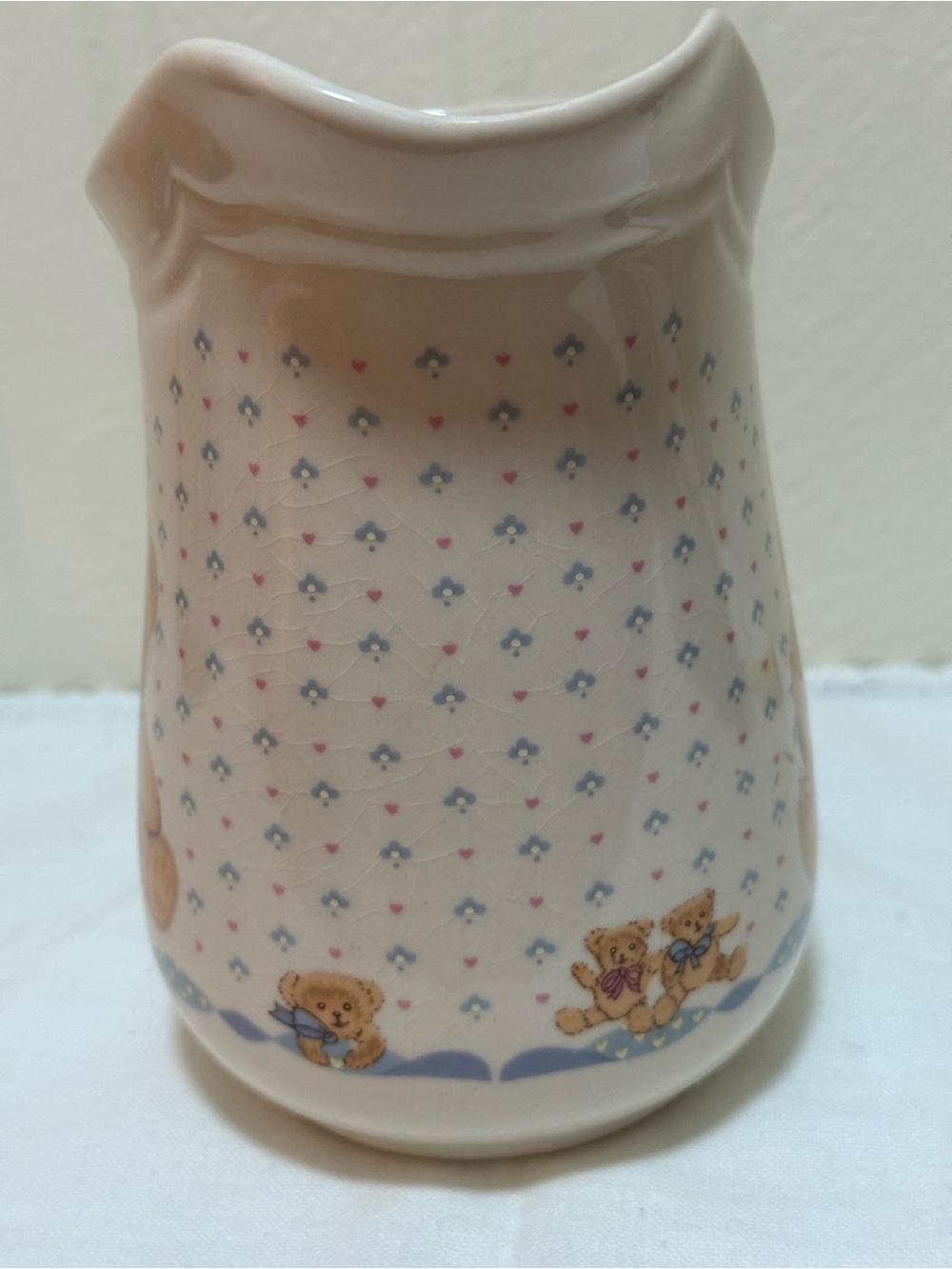 Ceramic Teddy Bear Pitcher with Blue Bow - Picture 7 of 11